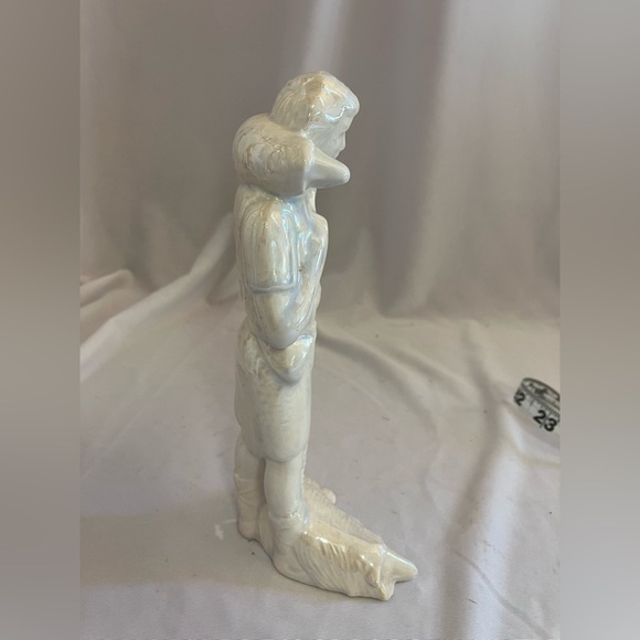 Serene White Ceramic Shepherd Sculpture - Picture 4 of 6